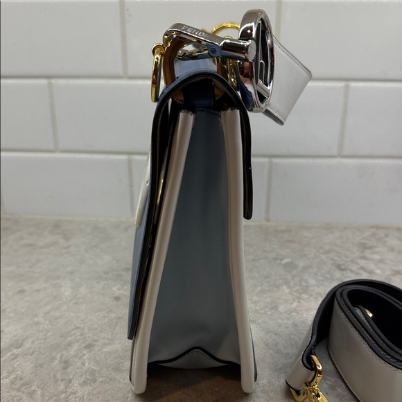 Authentic Fendi Kan I F Logo Shoulder Bag – Blue/Black/White – Gold Hardware - Picture 4 of 16